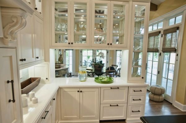 Use Glass Shelves To Open Up Space In, Glass Shelves Between Kitchen Cabinets