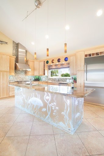 Glass kitchen island