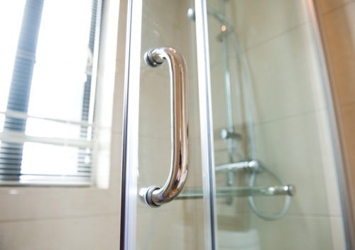 chrome shower handle